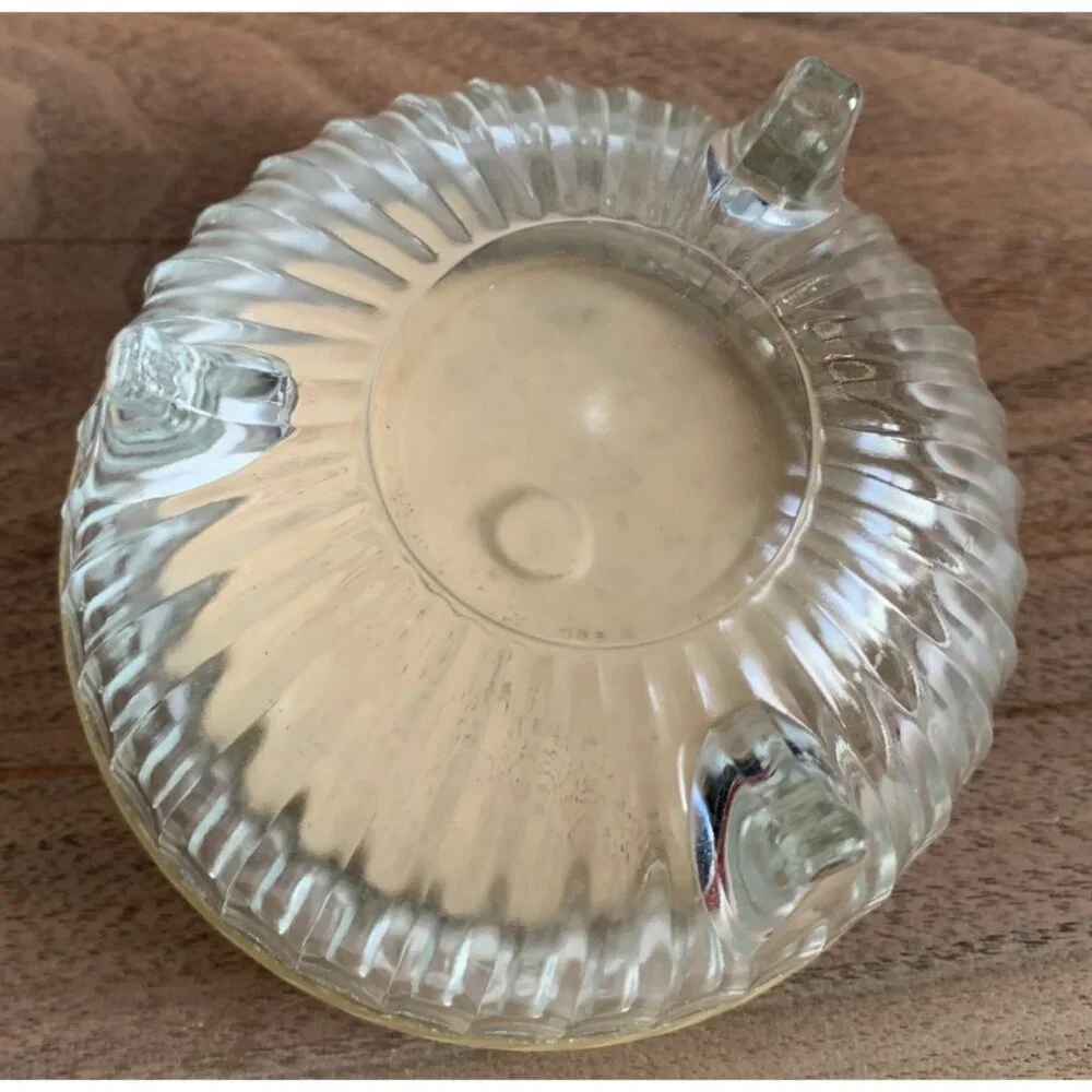Vintage Dresser Powder Glass Round Footed Jar with Lid